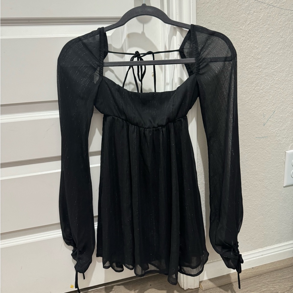 Lucy in the sky black long sleeve mini dress only worn once!